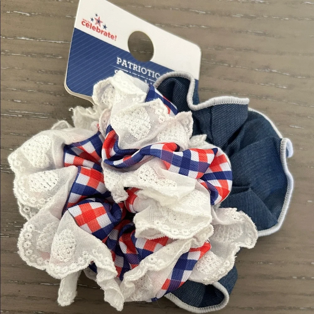 Patriotic Scrunchie Set of 2 - Red, White, Blue